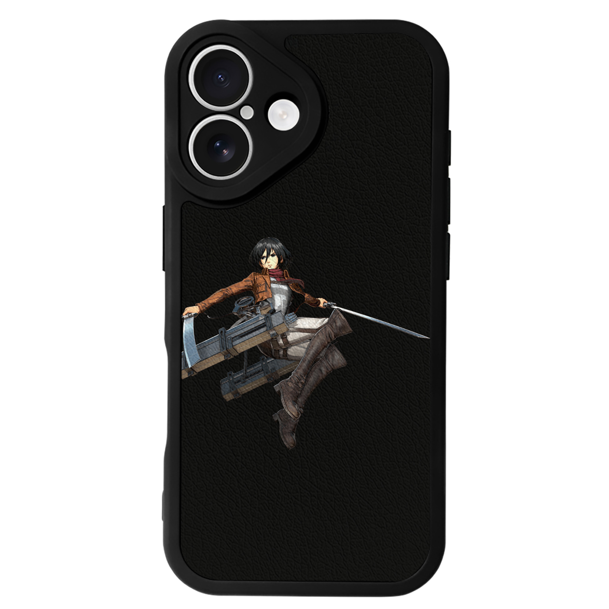 （画像用） 進撃の巨人 ミカサ·アッカーマン Attack on Titan Mikasa Ackerman 【iPhone 16シリーズ対応】シリコンスマホケース（レザー調） 材質：シリコン